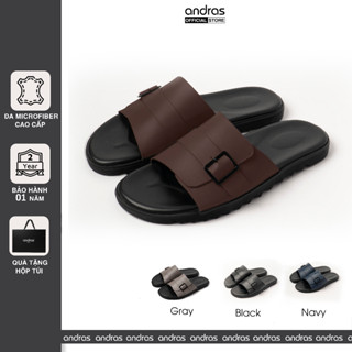  Dép da nam nữ Andras unisex quai ngang Center Sandal chất liệu Microfiber cao cấp - D05 