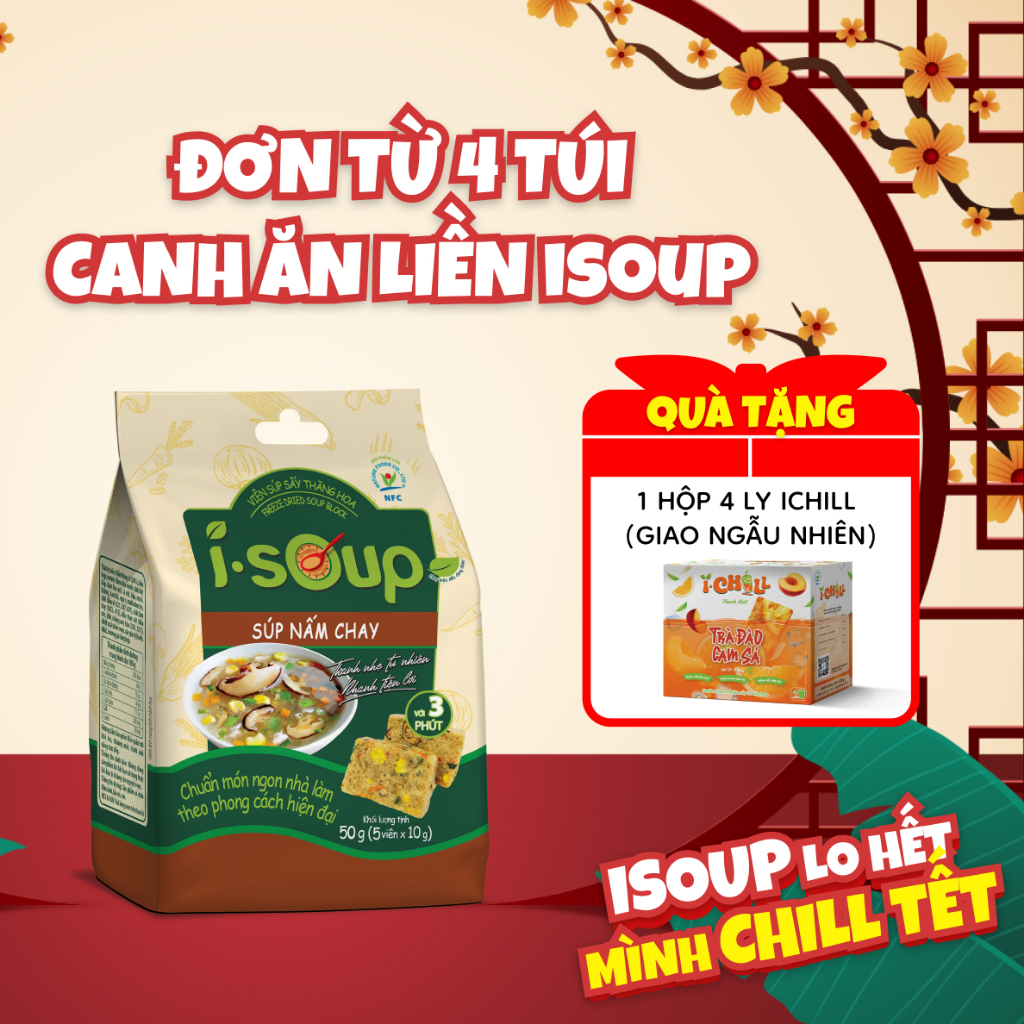 Viên Súp Sấy Thăng Hoa Nấm Chay I-Soup 50g (túi 05 viên)