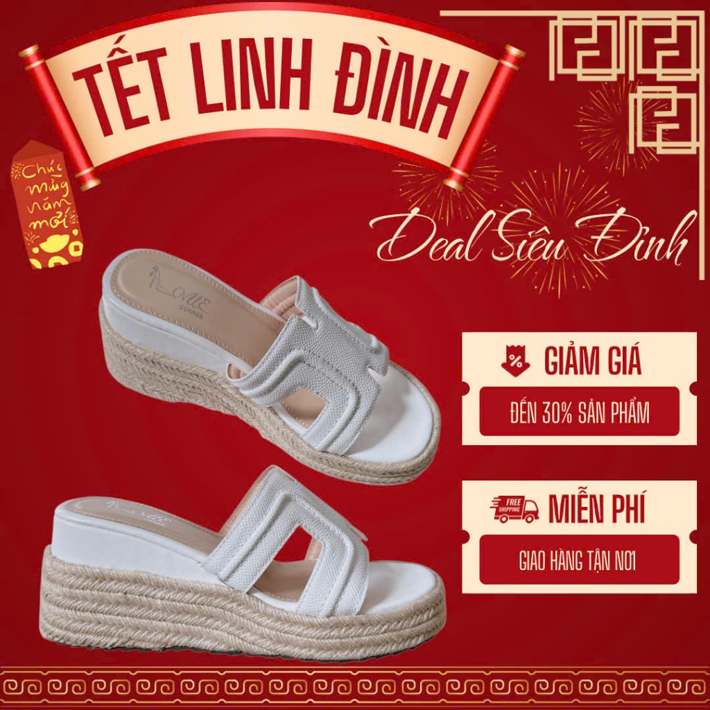 LOVIIECORNER - XUỒNG NỮ ĐẾ BẰNG PHỐI ÁO DÀI TẾT THANH LỊCH - XUỒNG NỮ QUAI NGANG - D250709 - S250605