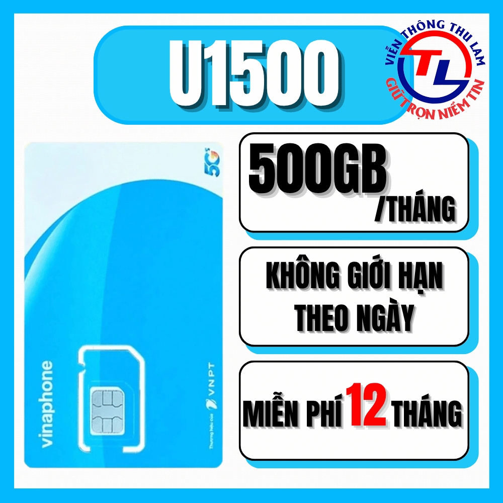 SIM 4G Vinaphone Data Trọn Gói 1 Năm – Nhiều Gói 5GB đến 500GB/Tháng (U1500, U1500 11T, TD49, D500…)