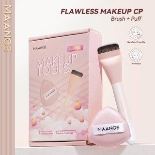  Bộ cọ trang điểm MAANGE cọ nền phẳng & mút tán kem nền Trang điểm Bộ-hoàn hảo chỉ trong vài giây 52099 