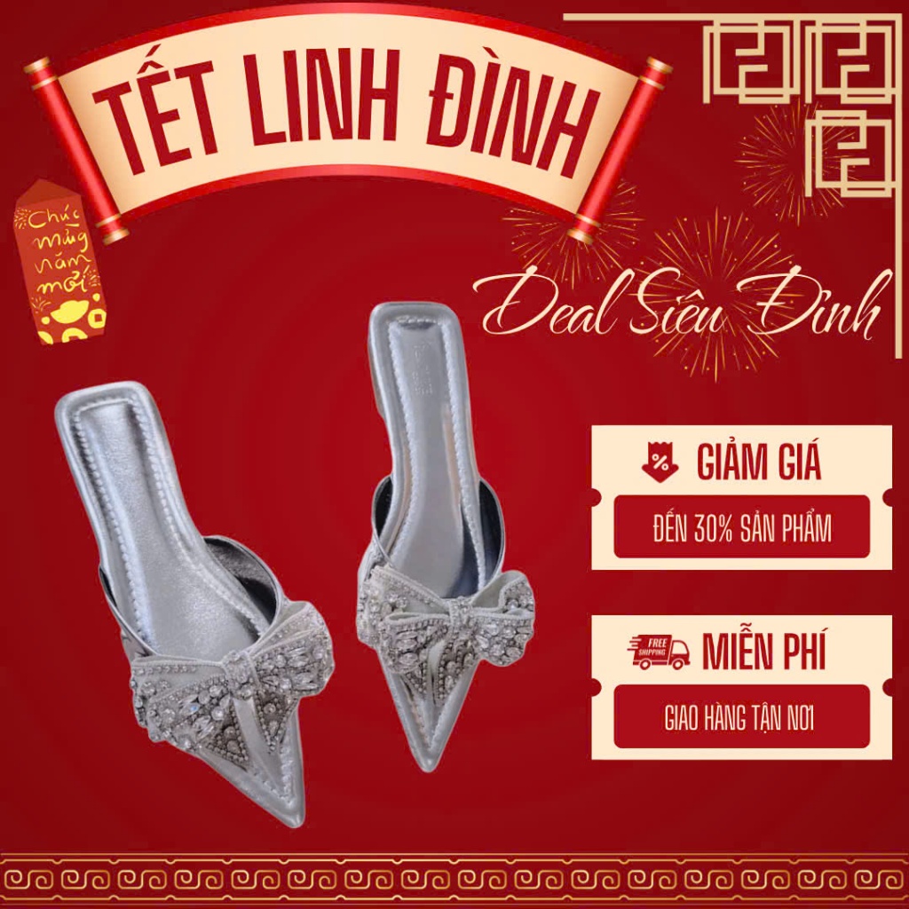 LOVIIECORNER  DÉP BỆT NỮ MŨI NHỌN NƠ ĐÁ - DÉP SANDAL ĐẾ BỆT THỜI TRANG - S250109 - D250143