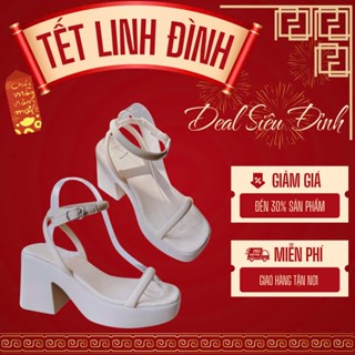  LOVIIECORNER - GIÀY CAO GÓT ĐẾ XUỒNG - SANDAL NỮ ĐẾ BẰNG PU LOLITA - GIÀY CAO GÓT ĐÚP CAO NỮ TÍNH G240131 