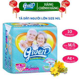 Tã Dán Người Lớn Gwen Size M/L10  Siêu Thấm Khô Thoáng Chống Hăm Khử Mùi