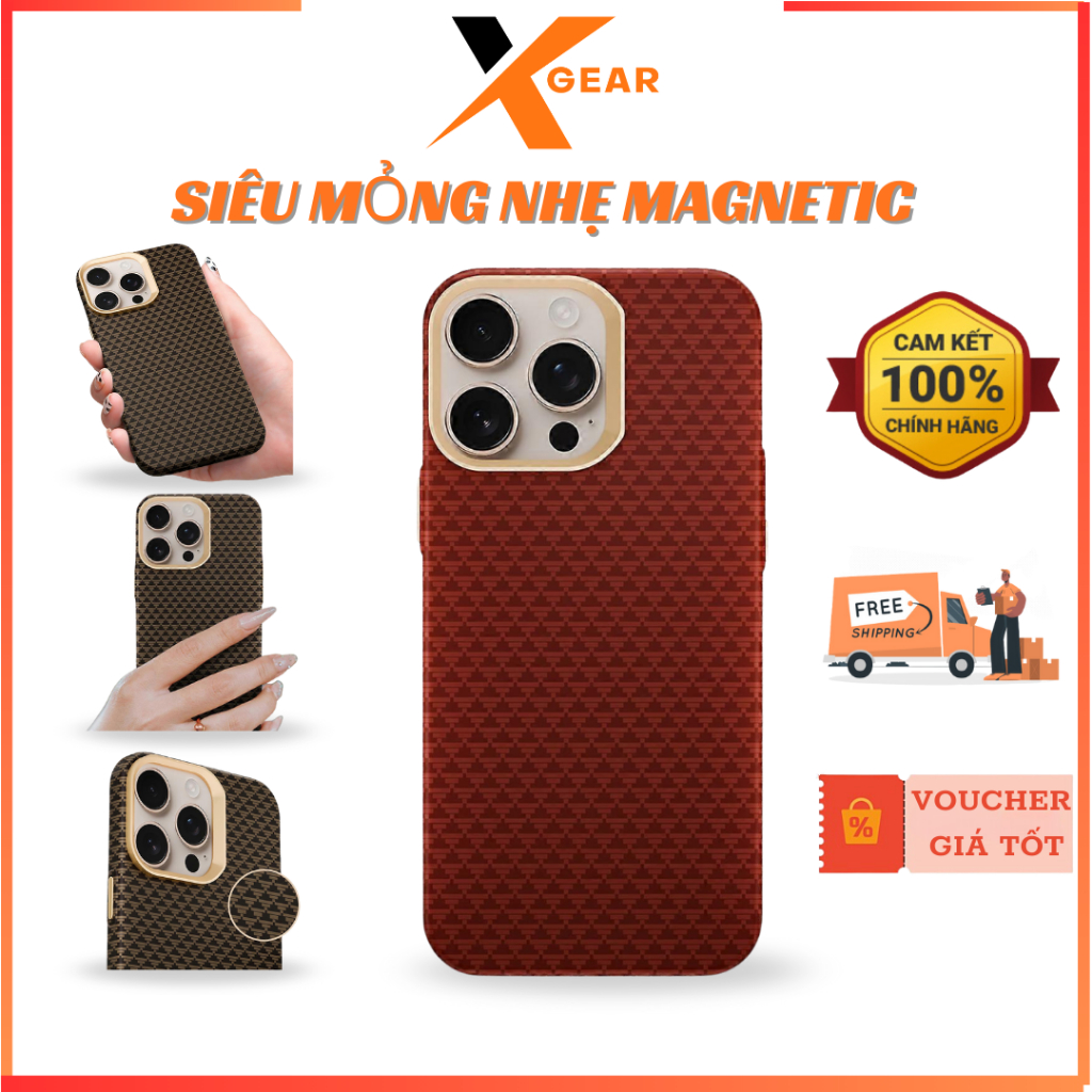 Ốp XGear Aramid Siêu Mỏng Nhẹ Hỗ Trợ Sạc Không Dây cho iP 16 Pro Max/ 16 Pro