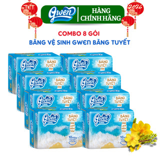  Băng Vệ Sinh Gwen Cool Băng Tuyết 10 Miếng Mặt Vải Có Bạc Hà Mát Lạnh Combo 8 Gói  