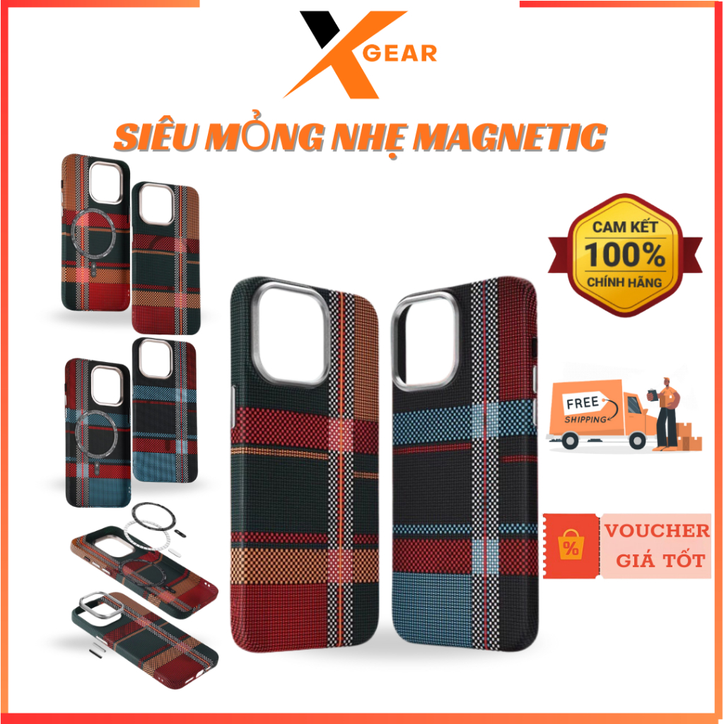 Ốp XGEAR Premium Fashion Carbon Tổng Hợp Tích Hợp Sạc Không Dây iP 16/15/14 Series