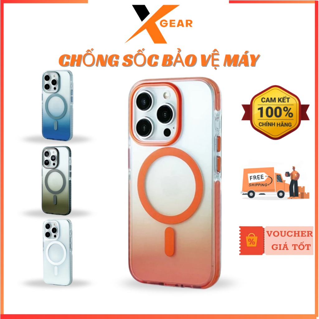 Ốp XGEAR Premium Colorful Chống Sốc Tích Hợp Sạc Không Dây cho iP 14 Pro Max/ 15 Pro/ 15 Pro Max