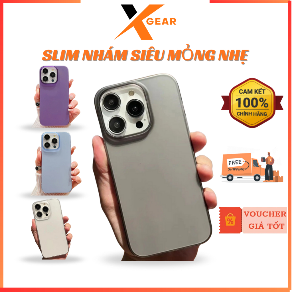 Ốp XGEAR Slim Mỏng Nhẹ Nhám Mờ Chống Bám Vân Tay Chống Ố cho iP 15 Pro Max / 15 Pro/ 14 Pro Max