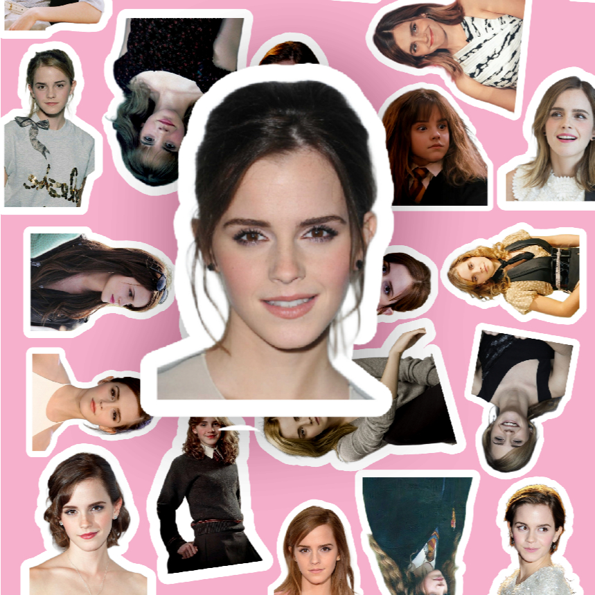 50 hình dán sticker Emma Watson khác nhau không trùng, cắt sẵn, bóc ra dán 2-7cm