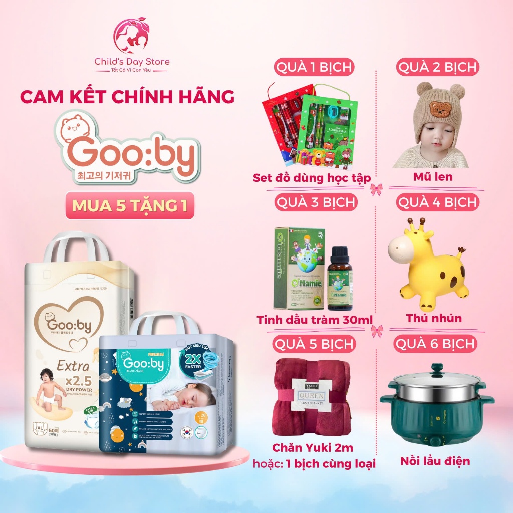  Bộ quà tặng bỉm GOOBY. Các Phần quà sẽ được gói kèm tương ứng với số lượng bỉm mom đặt nhé ạ. Childs day store 