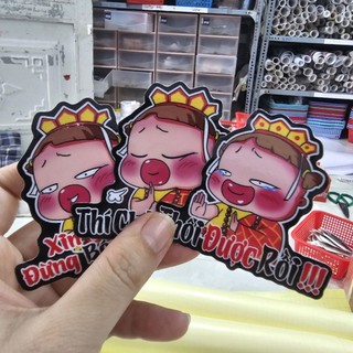 Tem logo sticker thí chủ cứ từ từ thôi được rồi vui nhộn dán trang trí xe máy xe điện xe đạp dán mọi nơi