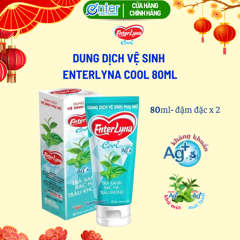 Dung Dịch Vệ Sinh Phụ Nữ Enterlyna 80ml  Chiết Xuất Từ Trầu Không Trà Xanh Bạc Hà(1 Chai)