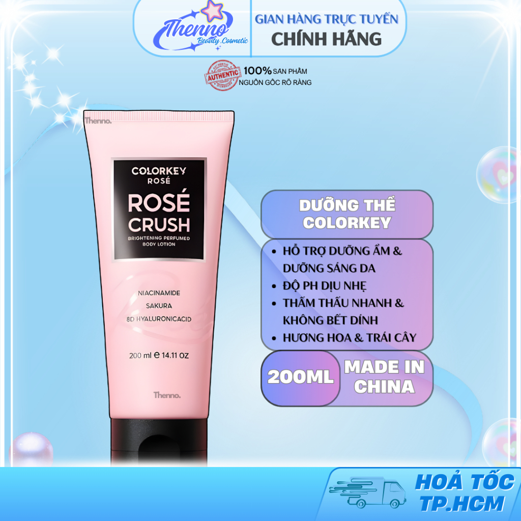 Sữa Dưỡng Thể Body Lotion Colorkey Rosé Hỗ Trợ Dưỡng Sáng Và Cấp Ẩm, Hương Ngọt Ngào 200g