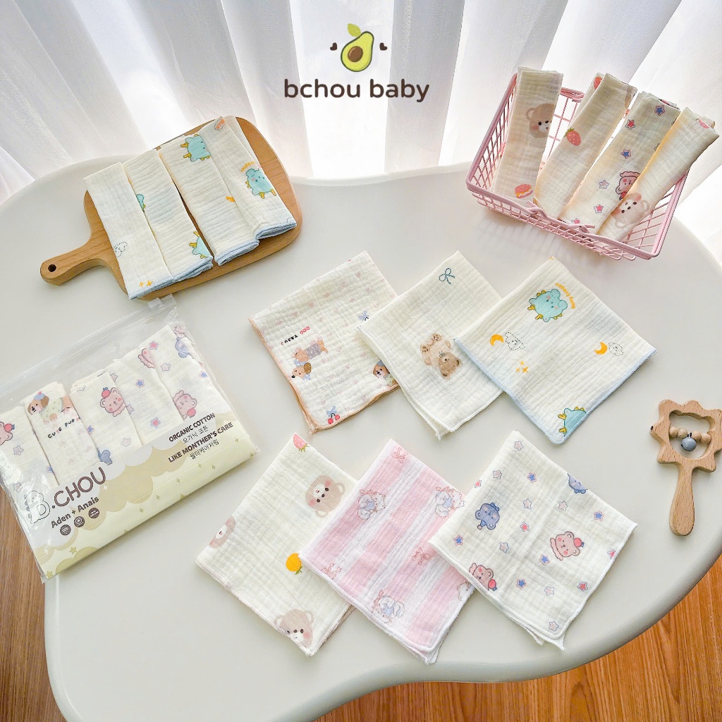 Sét 5 khăn xô bchou baby nhiều hình dễ thương cho bé