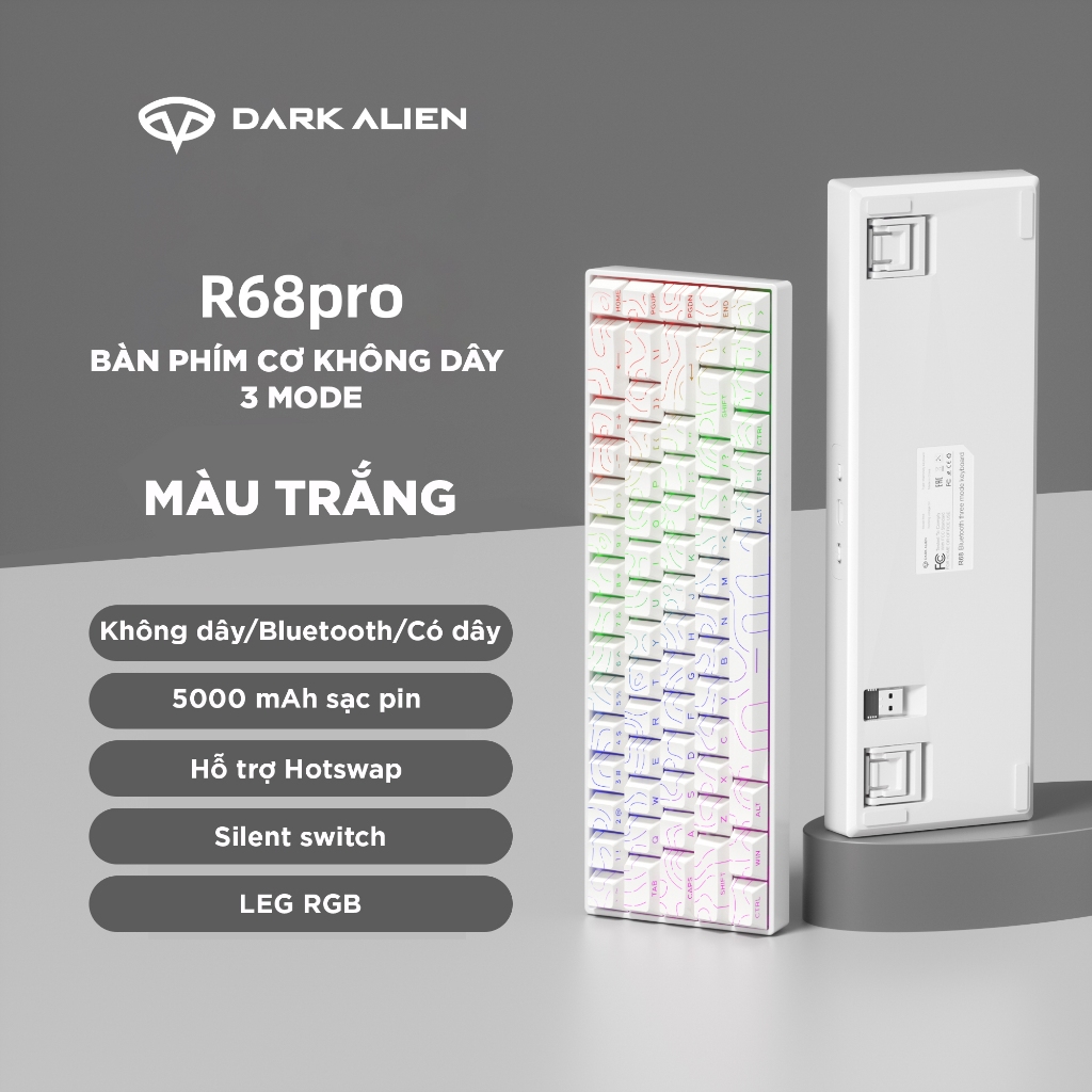 Bàn phím cơ không dây K68 Bluetooth có dây không dây 2.4G K68/81/87 PBT phím LED RGB Hỗ trợ hotwap Kết nối máy tính iPad | BigBuy360 - bigbuy360.vn