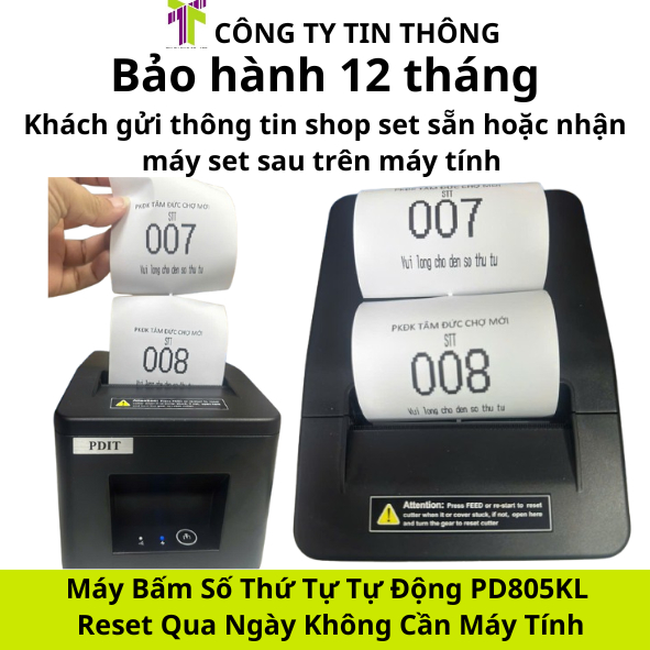 Máy bấm số thứ tự, máy in lấy số thứ tự phòng khám, cơ quan PD805KL
