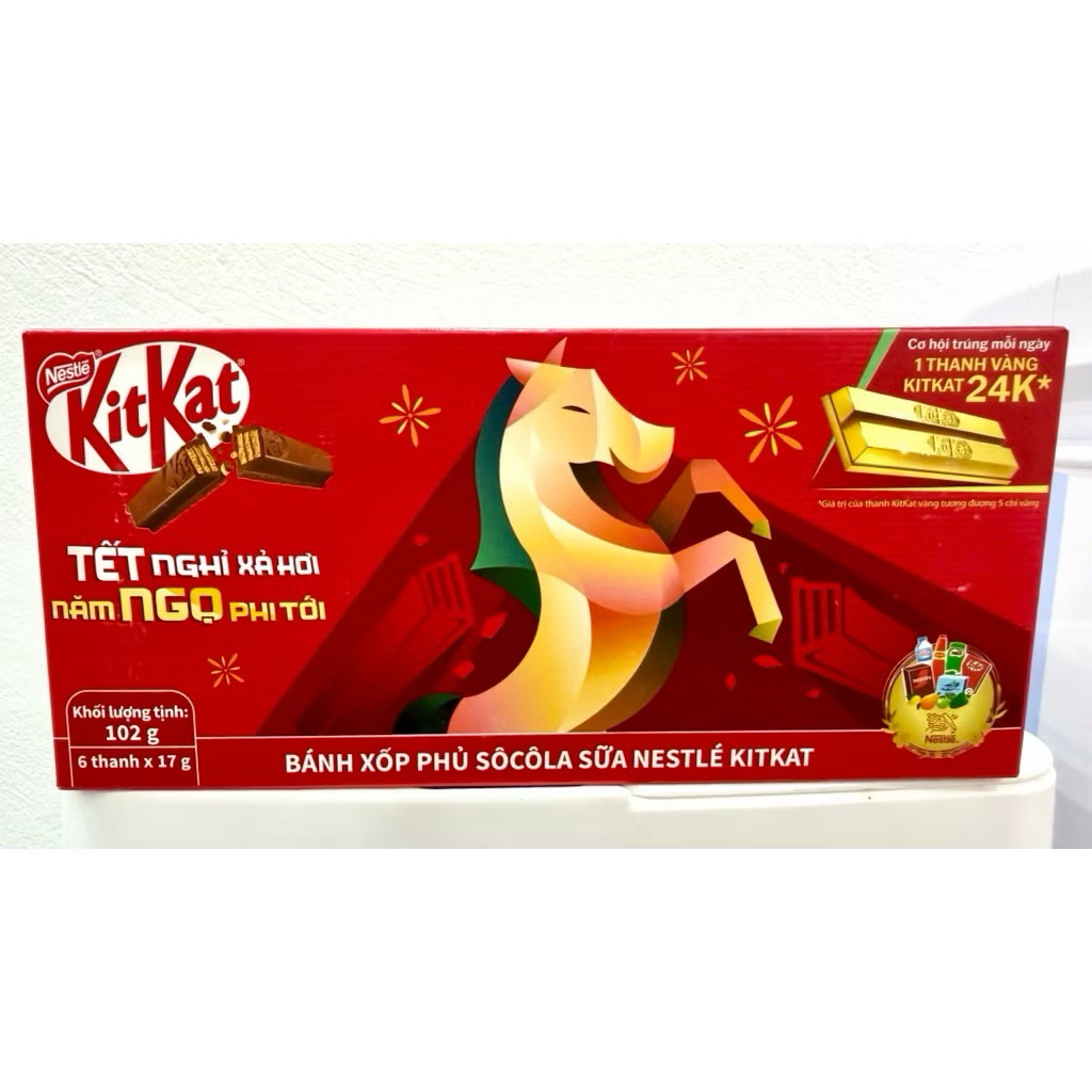 Socola Kitkat Hộp 6 Thanh 102gr, Socola Kitkat Mã Tết 2026