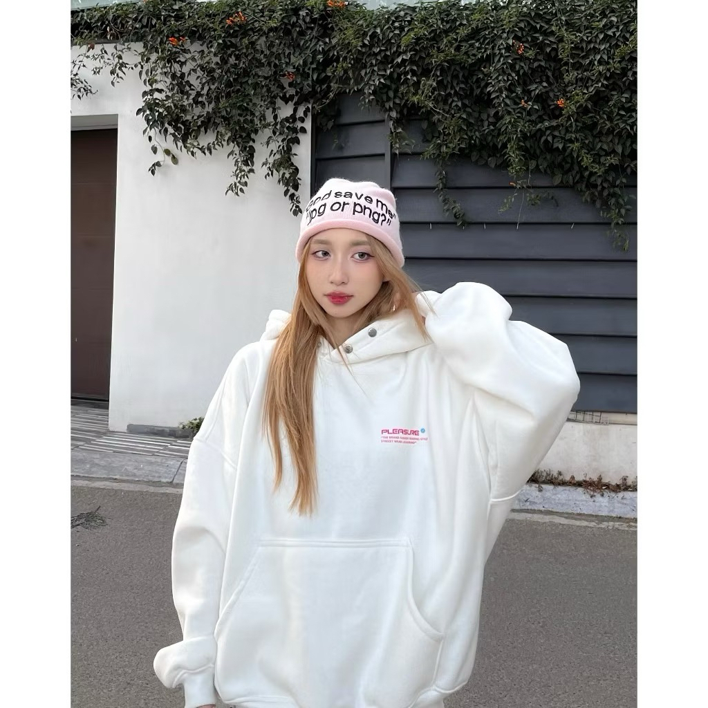 pass áo [Không Xù Lông] Áo Hoodie Nỉ 2 Da Cao Cấp PLEASURE Boxy Form Châu Âu Dáng Rộng Unisex Nam Nữ