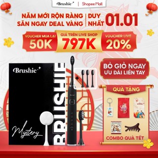  Combo Bàn chải điện Brushie Ultra Plus và set 3 đầu bàn chải tiết kiệm công nghệ sóng âm làm sạch mảng bám 