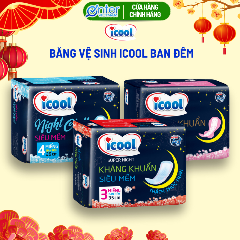  Băng Vệ Sinh Ban Đêm Icool dài 29-35Cm Chống Tràn Hiệu Quả Thấm Hút Tốt Combo 6 Gói