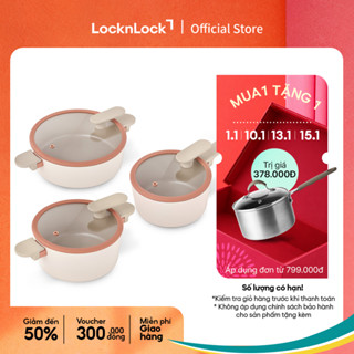  Bộ 3 Nồi Chảo Chống Dính Suit Bric LocknLock pot dùng được bếp từ bếp gas bếp hồng ngoại và bếp điện 