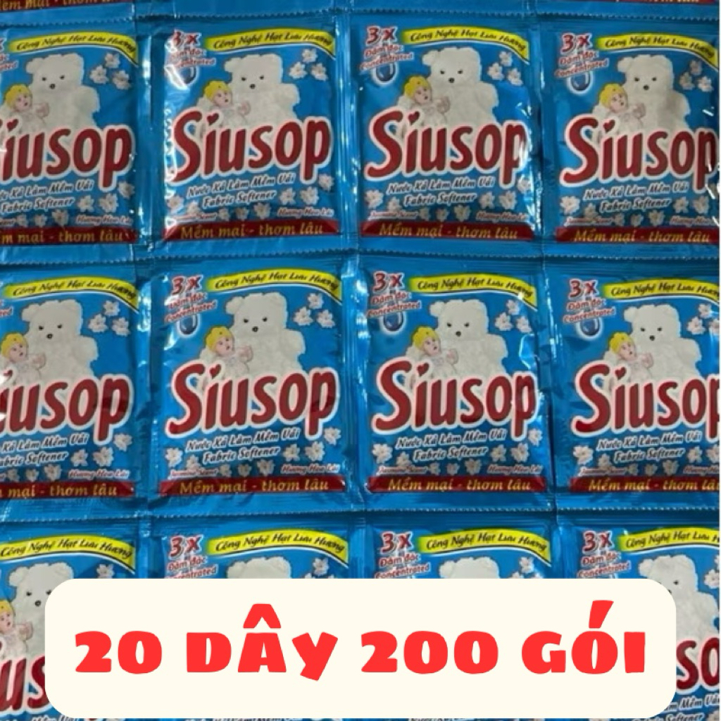 Combo 20 dây 200 gói siusop 10 gói x 20g nước xả vải Siusop màu xanh hương hoa lài