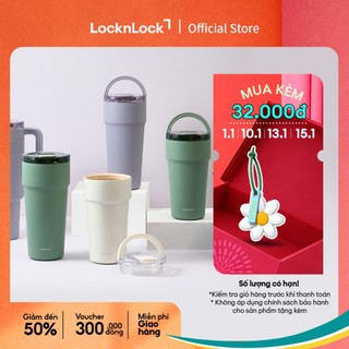  Bình giữ nhiệt LocknLock Metro cafe top handle phủ sứ LHC4416 710ml   LHC4419 900ml có quai xách và ống hút đi kèm 