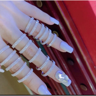 NHẪN NỮ 2 HÀNG ĐÁ BẠC TA CHO BẠN NỮ