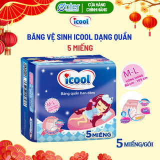   Băng Vệ Sinh Đêm Dạng Quần Icool Gói 5 Miếng Thấm Hút Tốt Chống Tràn Hiệu Qủa 
