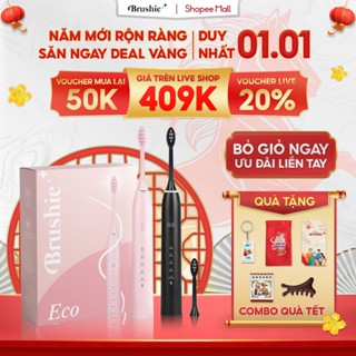   GIÁ 433K TẠI LIVE SHOP  Bàn Chải Điện Brushie Eco chính hãng 2024 5 chế độ làm sạch phù hợp cho người niềng răng 