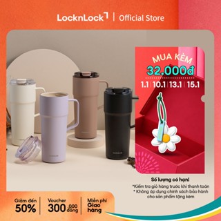  Bình giữ nhiệt LocknLock Metro Cafe Tumbler 650ml   500ml   750ml bằng thép không gỉ 304 phủ sứ kèm dây xách 