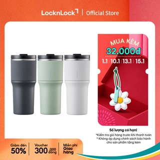  Bình giữ nhiệt sơn tĩnh điện Lock&Lock Metro Drive 650ml kèm ống hút và cọ rửa - LHC4277S  3 màu  chống trơn trượt 