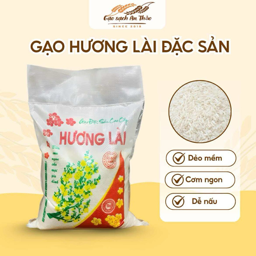 (5kg) Gạo Hương Lài đặc sản - dẻo vừa, hạt dài trắng trong, sạch an toàn