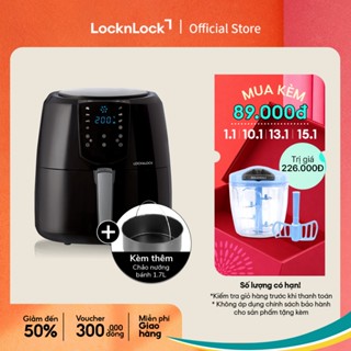  Nồi Chiên Không Dầu Lock&Lock Jumbo Plus Air Fryer 5.2L Màu-đen EJF357BLK 8 menu sẵn giảm chất béo giữ ấm 
