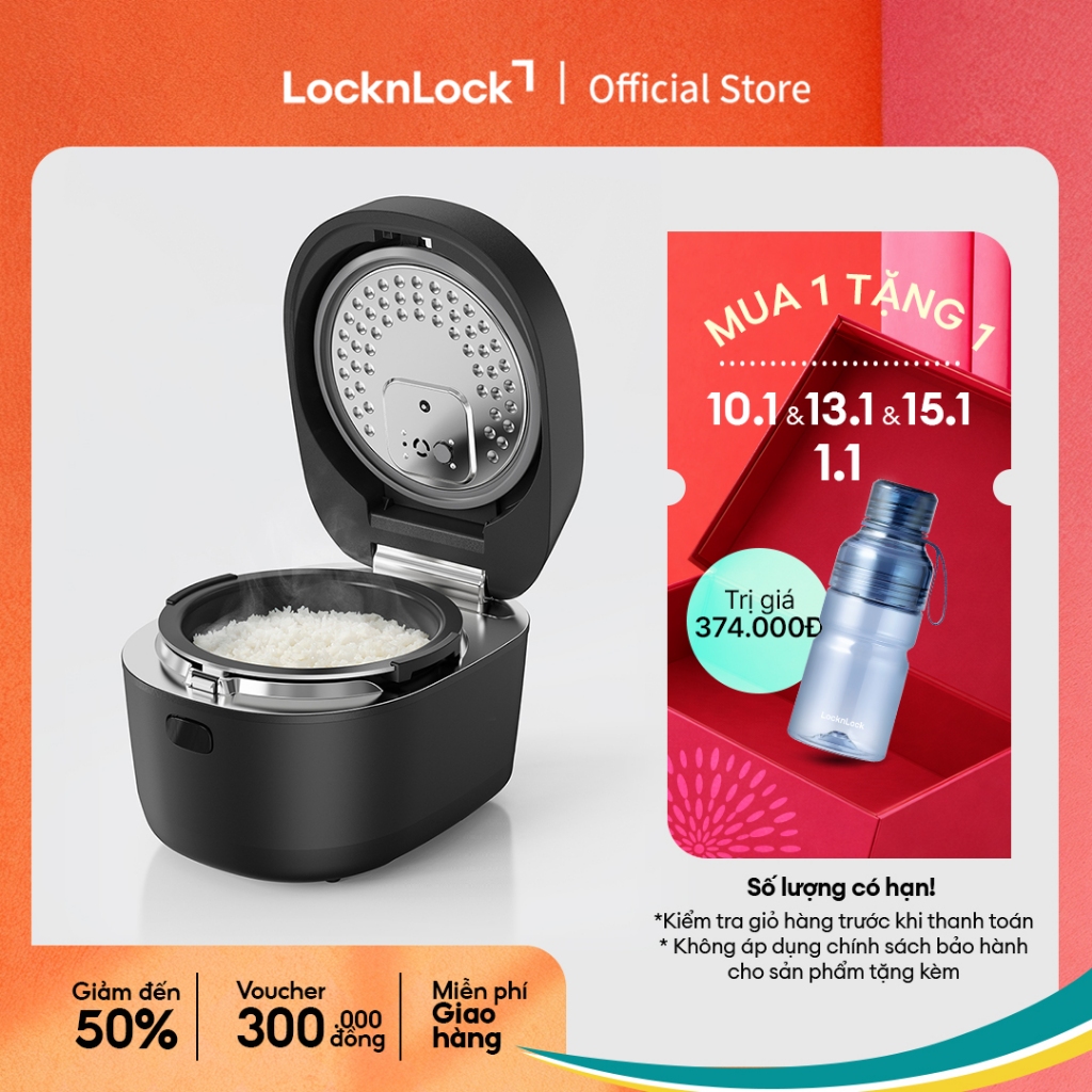  Nồi cơm điện cao tần LocknLock 1.2L chống tràn giữ ấm 24 giờ EJR586BLK 
