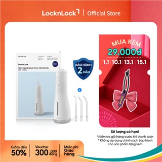  Máy tăm nước LocknLock Rechargeable oral irrigator 250ml - Màu trắng 4 đầu tăm đi kèm 4 chế độ ENR154WHT 