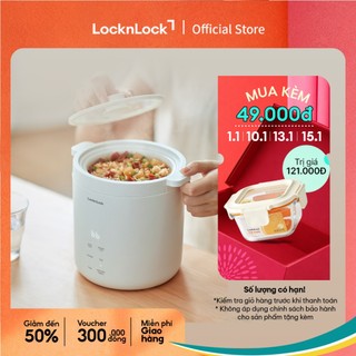  Nồi cơm điện mini Lock&Lock Bianco mini rice cooker Màu ngà EJR314IVY 0.6L đa chức năng giữ ấm hẹn giờ phủ men sứ 