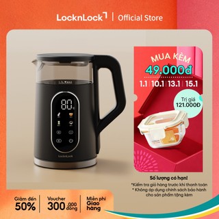  Ấm đun siêu tốc LocknLock Digital electric kettle 1.7L- Màu đen EJK286BLK 5 chế độ nhiệt giữ ấm 2 giờ 