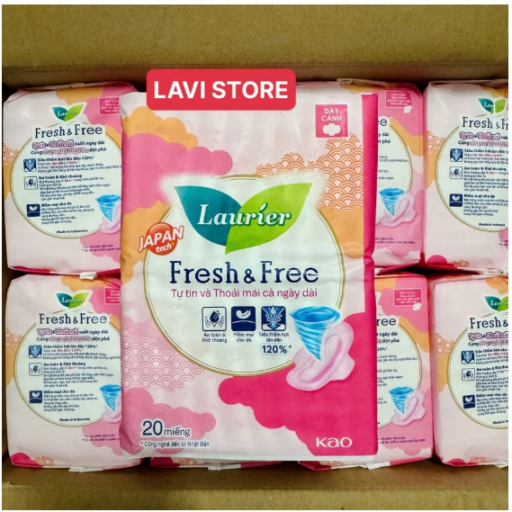 Băng vệ sinh Laurier Fresh & Free Dày Có Cánh (20 miếng)