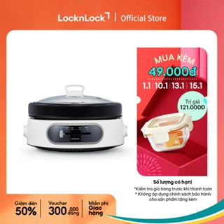 Nồi điện đa năng chống dính Lock&Lock Multi Cooker 4L 26cm màu trắng EJP544WHT chảo nướng và lẩu 