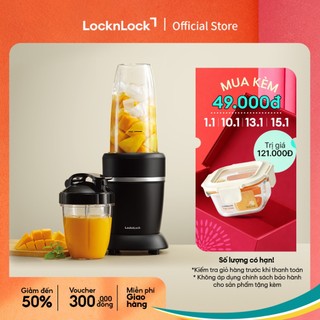  Máy xáy sinh tố LocknLock blender 2 bình đựng 950ml và 500ml xay đá chống trượt EJM452BLK 