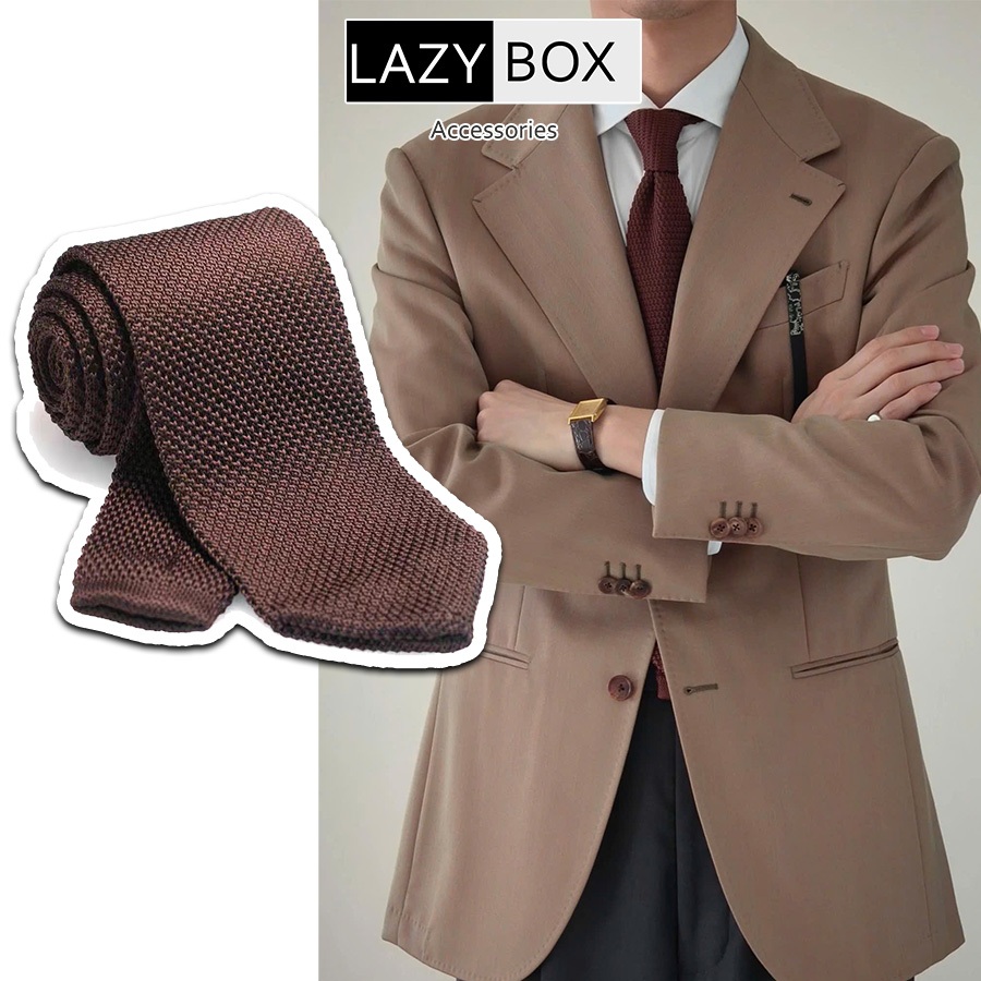 Cà vạt len cho nam Knit tie công sở, Sartorial guys ( bản 7cm) màu nâu