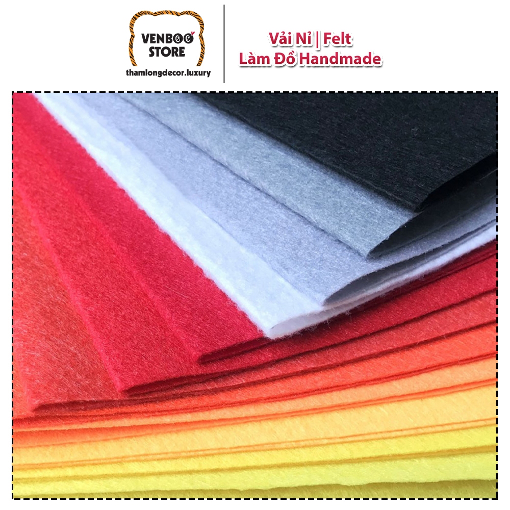 [Combo 5 Tấm 22x22cm] Vải Nỉ Cứng mầm non handmade trang trí Lớp DIY kẹp tóc cattree mèo đồ treo nôi em bé | Felt