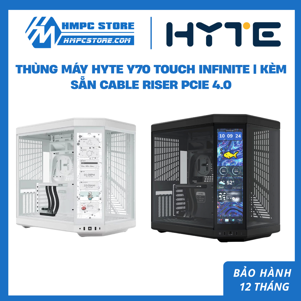 Case - Thùng máy Hyte Y70 Touch Infinite | Kèm sẵn Cable Riser PCIe 4.0