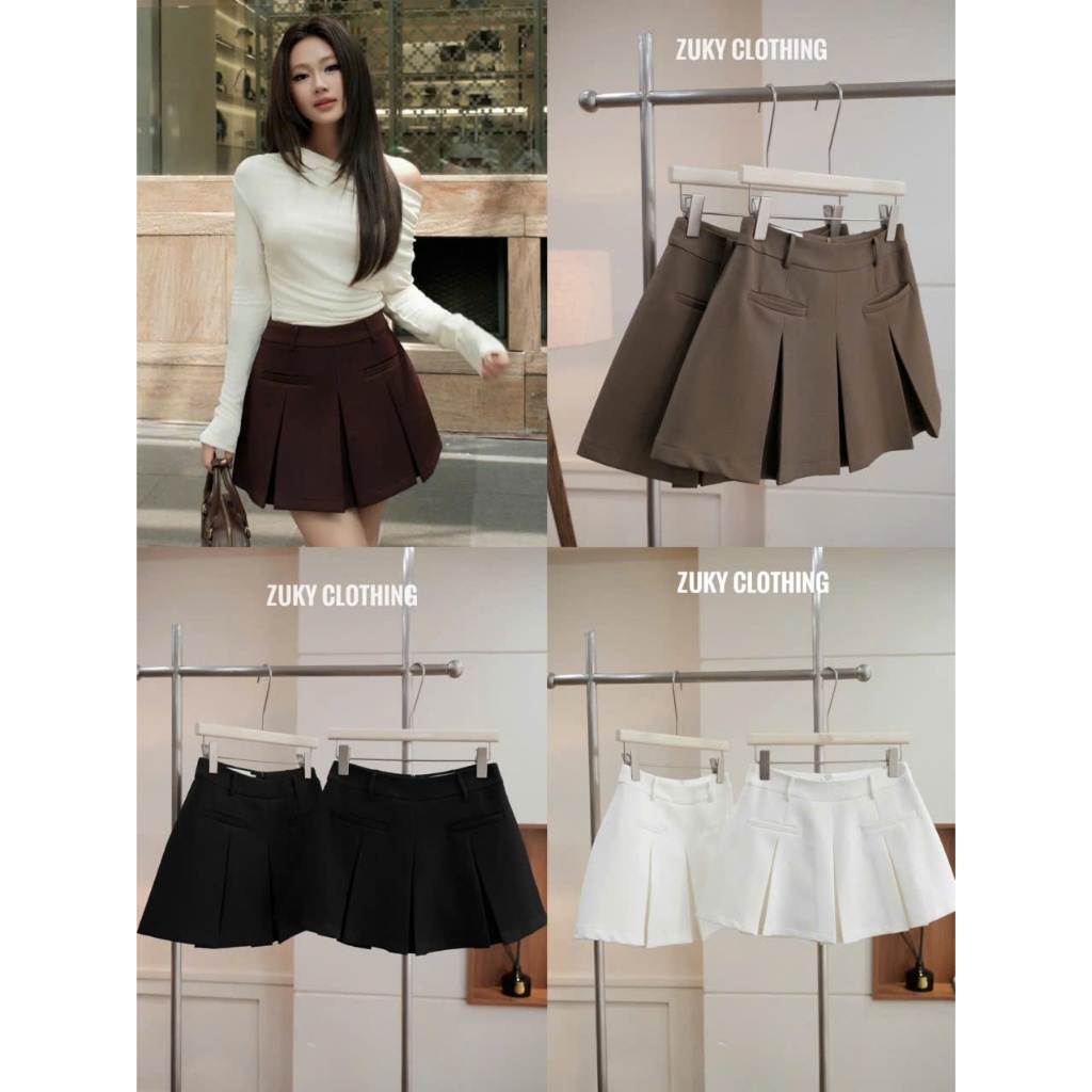 ZUKY CLOTHING / Chân Váy Xếp Ly Túi Mổ Dáng A