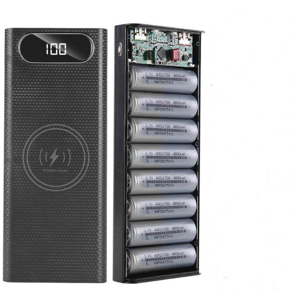 Box Sạc Dự Phòng ( Không Có Pin ) Chứa 8 Viên Pin 27100 Sạc Nhanh 22,5 Sạc Nhanh Không Dây 15W Có Đè