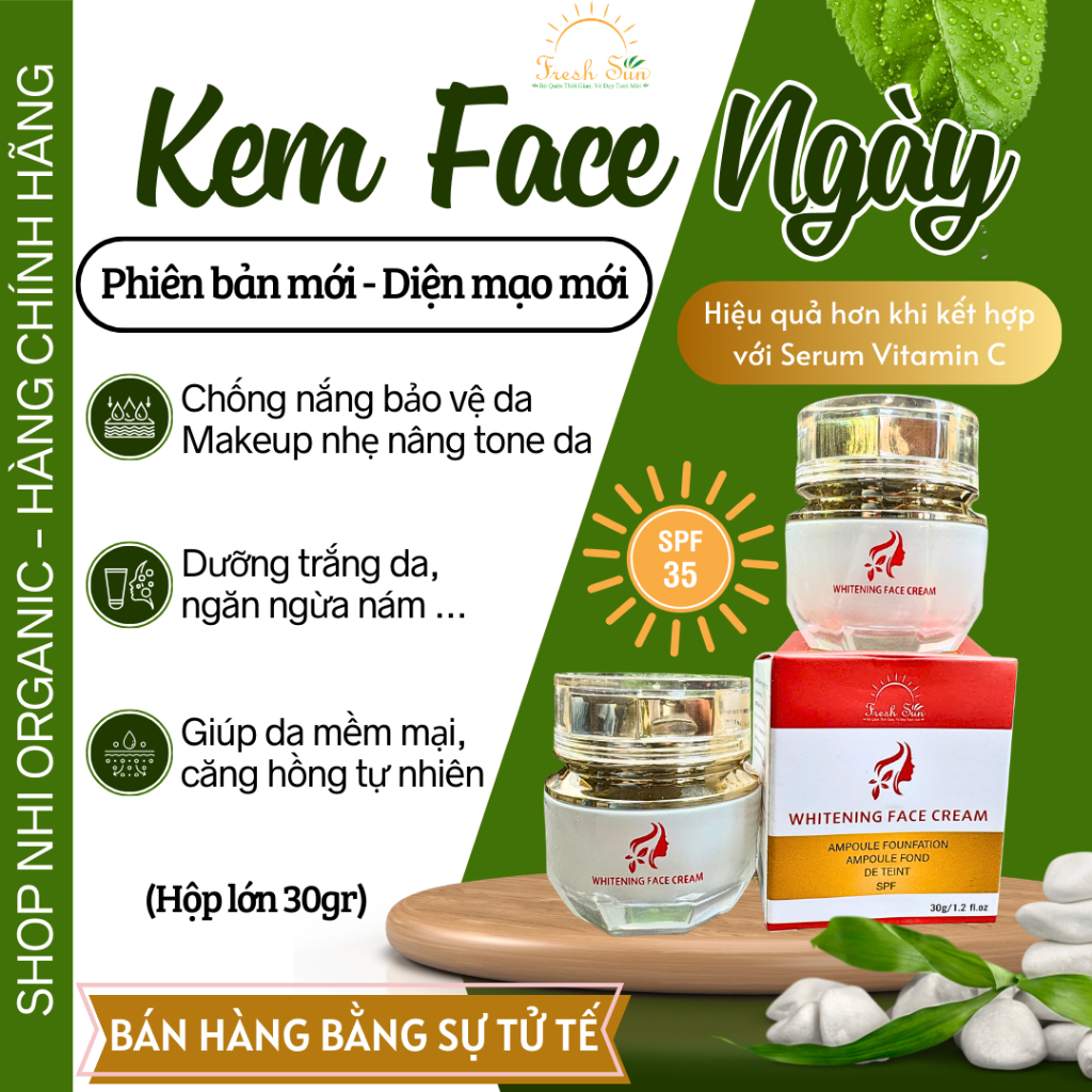 Kem chống nắng Whitening Face Cream hũ lớn 30gr (Phiên bản nâng cấp mới)