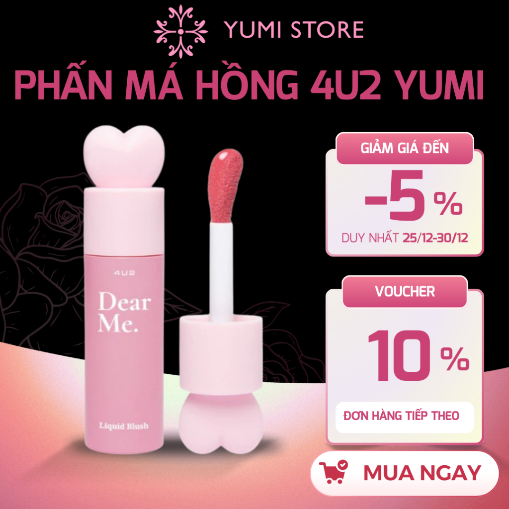 Má Hồng 4U2 Dear Me YUMI Má Kem Má Son Trái Tim 3in1 Tiện Dụng Cho Mắt, Má, Môi, Hàng Chính Hãng