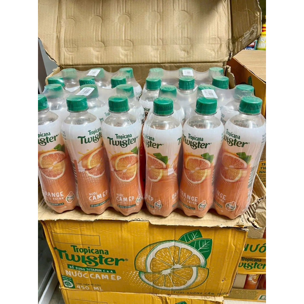 [HÀNG TRÔI DATE 16/01/2026][LỐC 6 CHAI] Nước Ép Cam Twister Chai 4️⃣5️⃣0️⃣ml. Twister cam ép có tép 